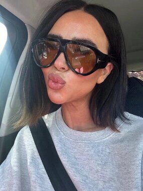 Tom Ford Black Oversized Aviator Sunglasses